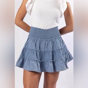 Medium Wash Chambray Mini Skort - SO cute!!